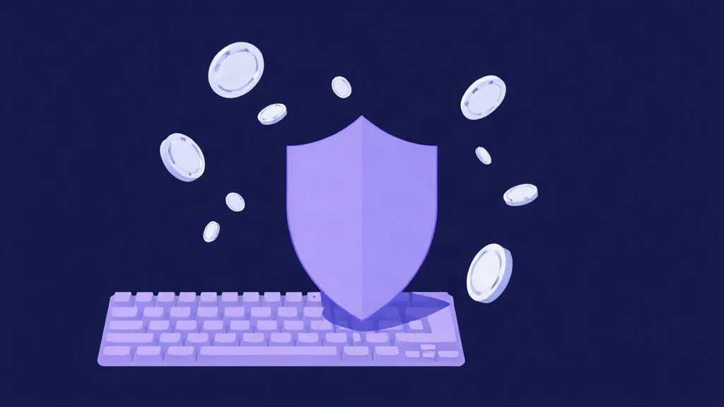 Lavender shield with blank chips bouncing off, illustrating built-in ad blocking