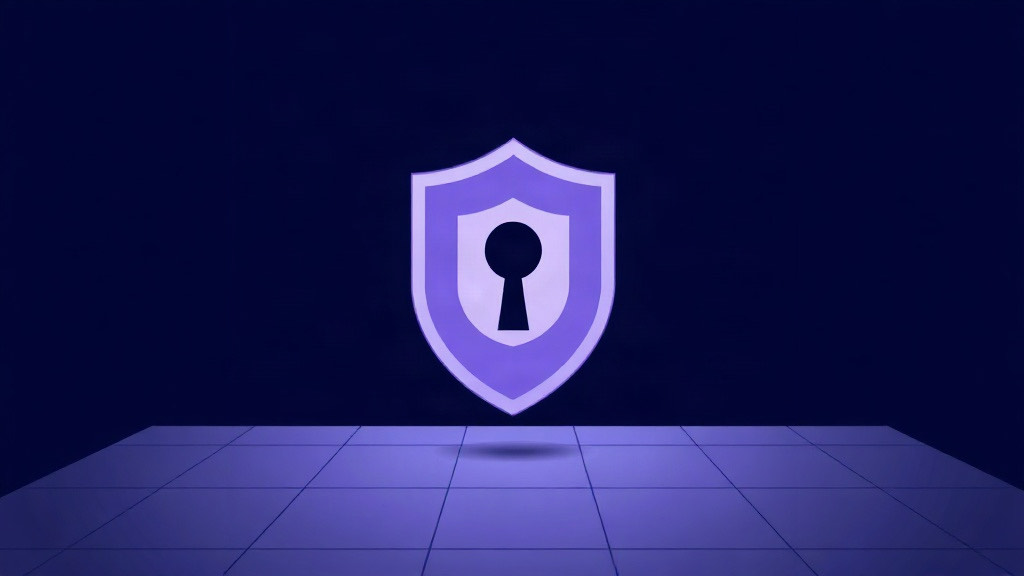Lavender shield and keyhole on a midnight indigo field, illustrating a private browser for iPhone