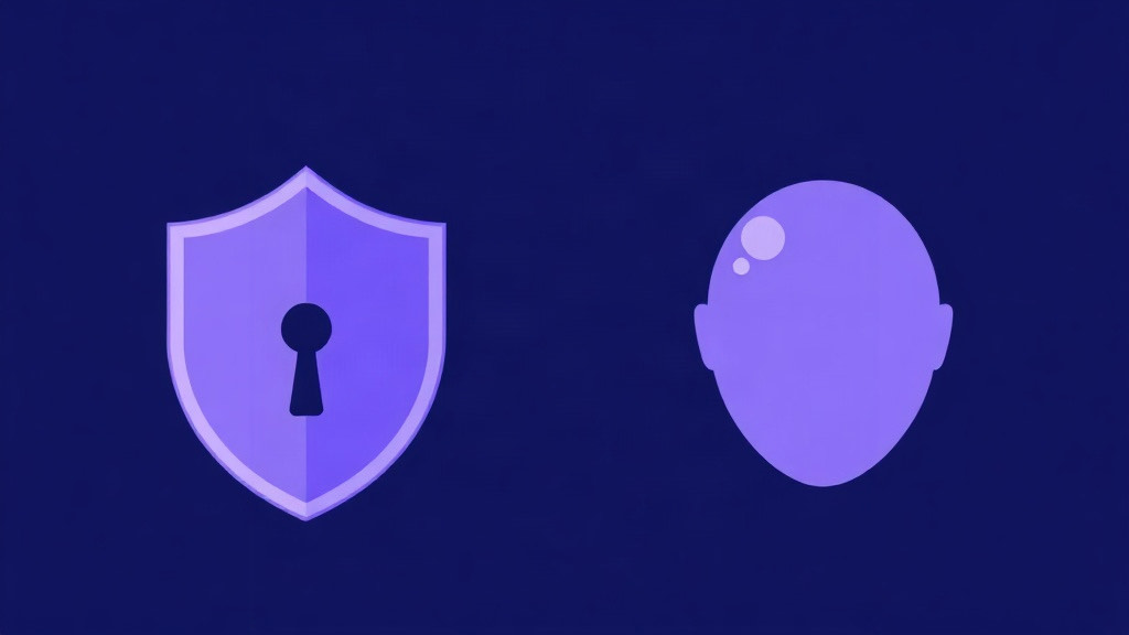 A keyhole beside a simple face-outline geometry, illustrating passcode as the key and Face ID as convenience