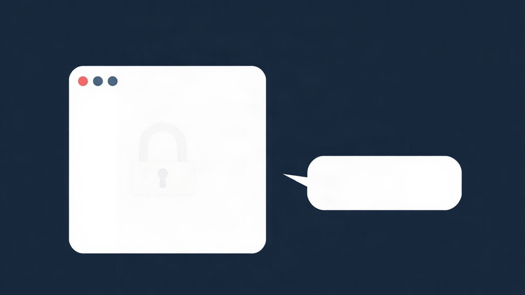 A padlock on a blank browser frame with a simple ask dialog shape, illustrating HTTPS-Only Mode asking before an HTTP fallback