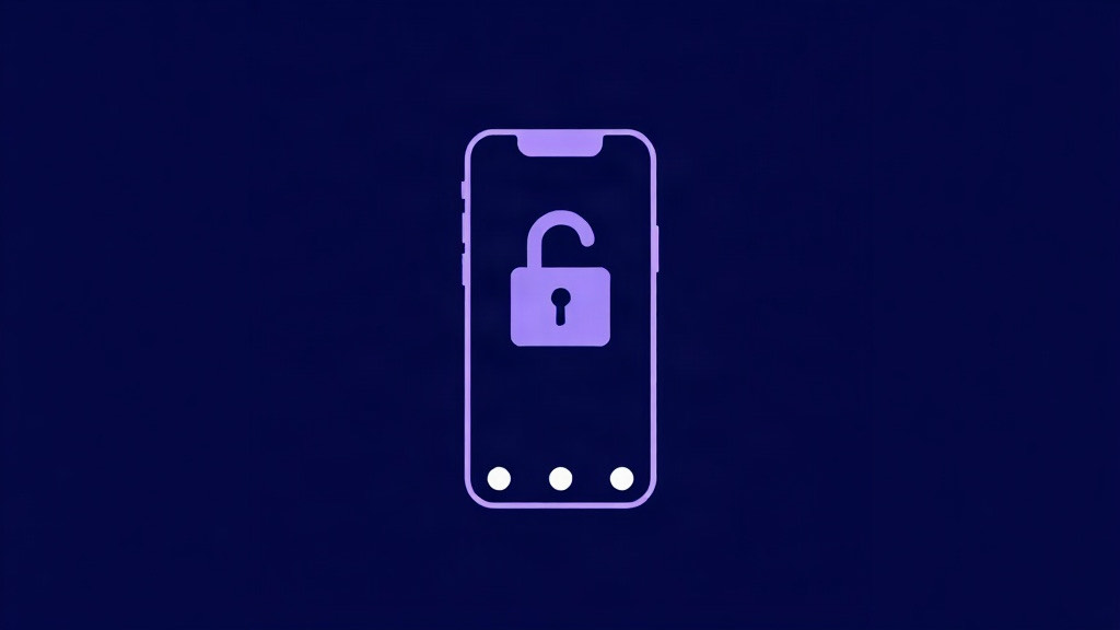 A lock over a phone silhouette and a Face ID style frame without a real face