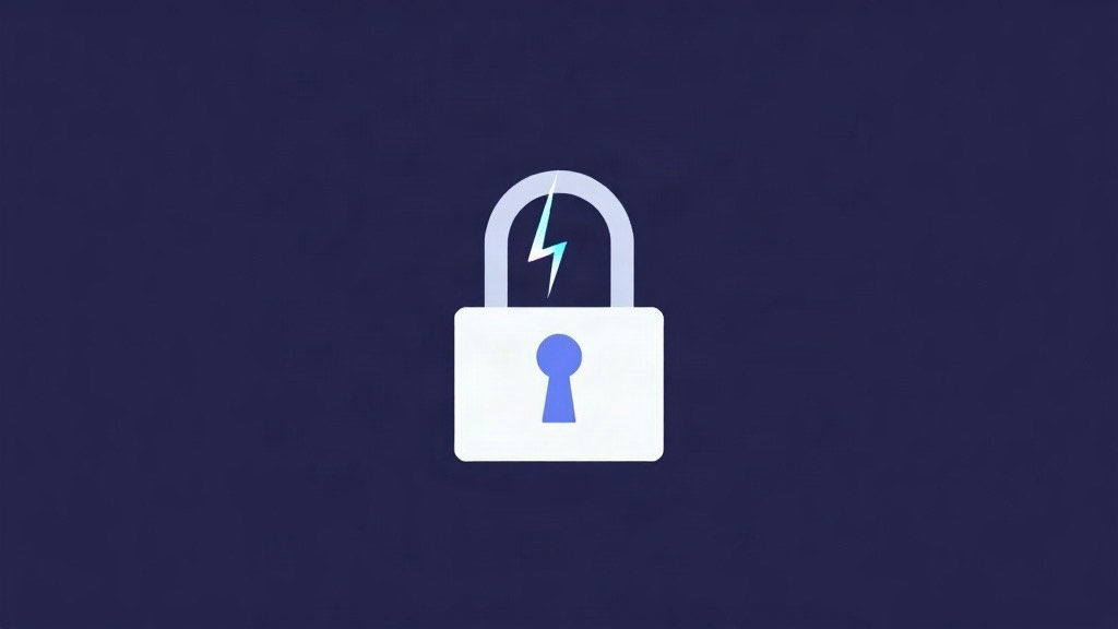 A lightning wipe over a lock shape, illustrating a panic code that empties tabs and vault