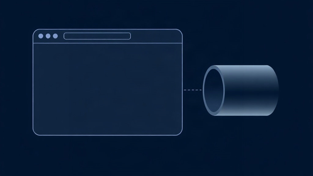 A browser frame and a separate tunnel shape that is not connected, illustrating that a private browser and a VPN are different jobs