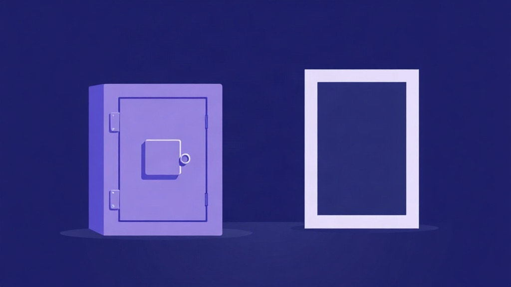 A vault box on one side and an empty photo frame on the other